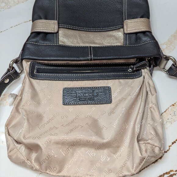 Tignanello, metallic, thick leather, color block, EUC! Gorgeous bag! - Picture 5 of 8